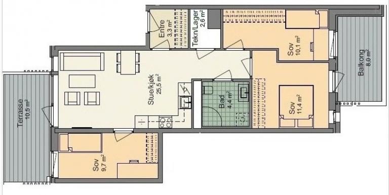 Planskisse av leiligheten